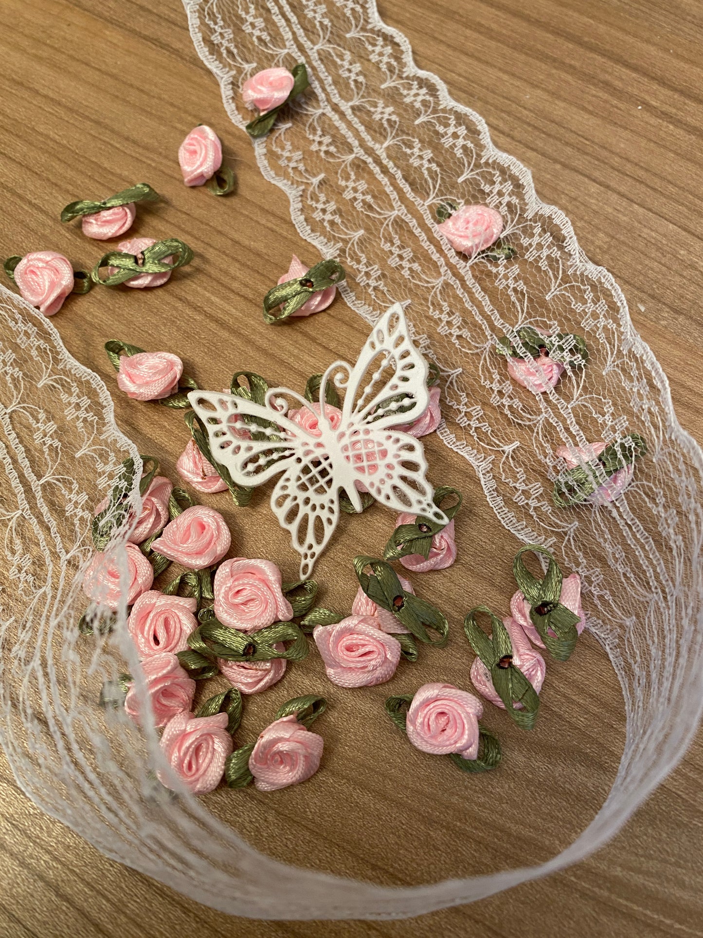 Stoffrosen rosa 10x