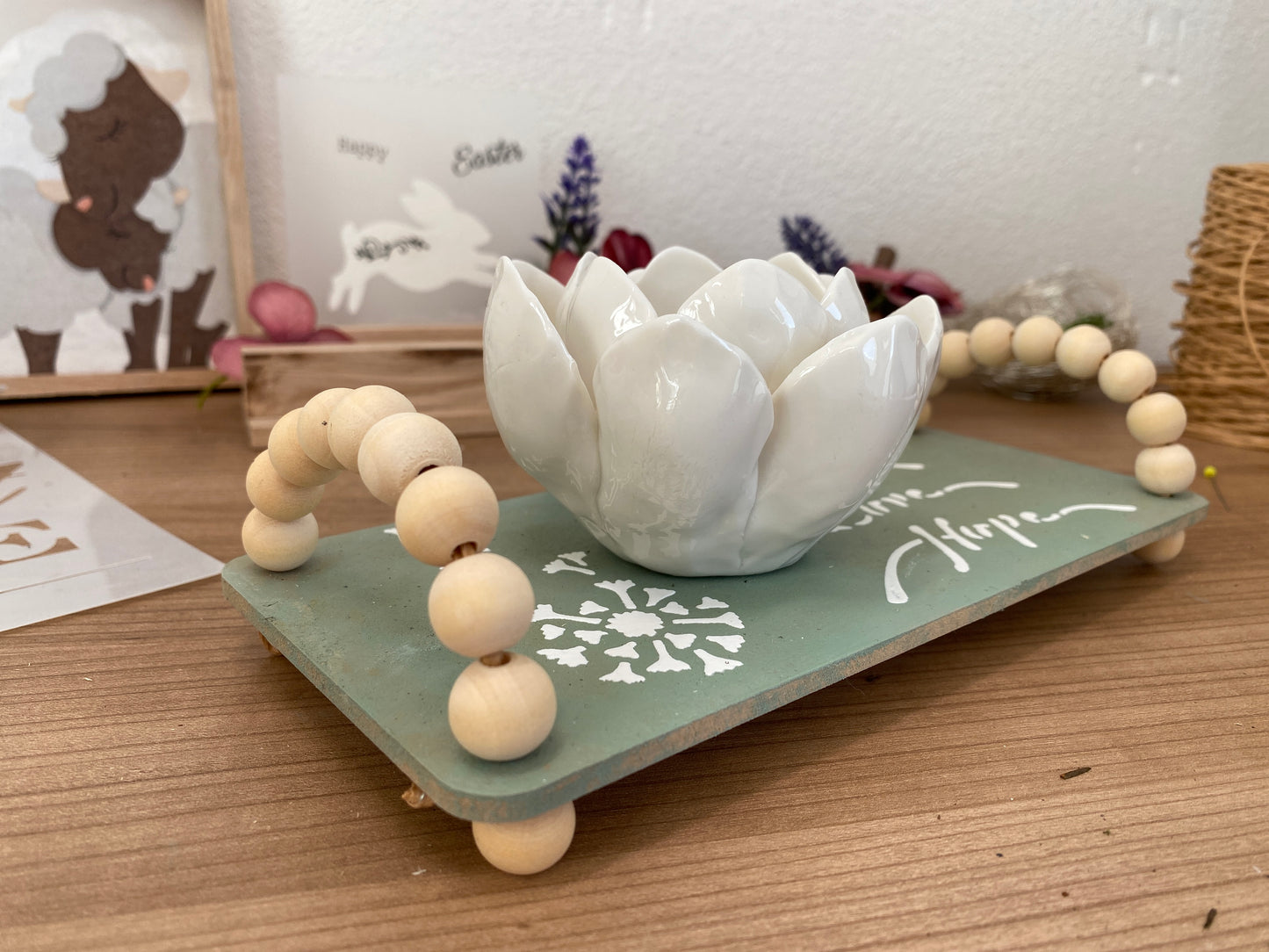 Bastelset Blumen Tablett