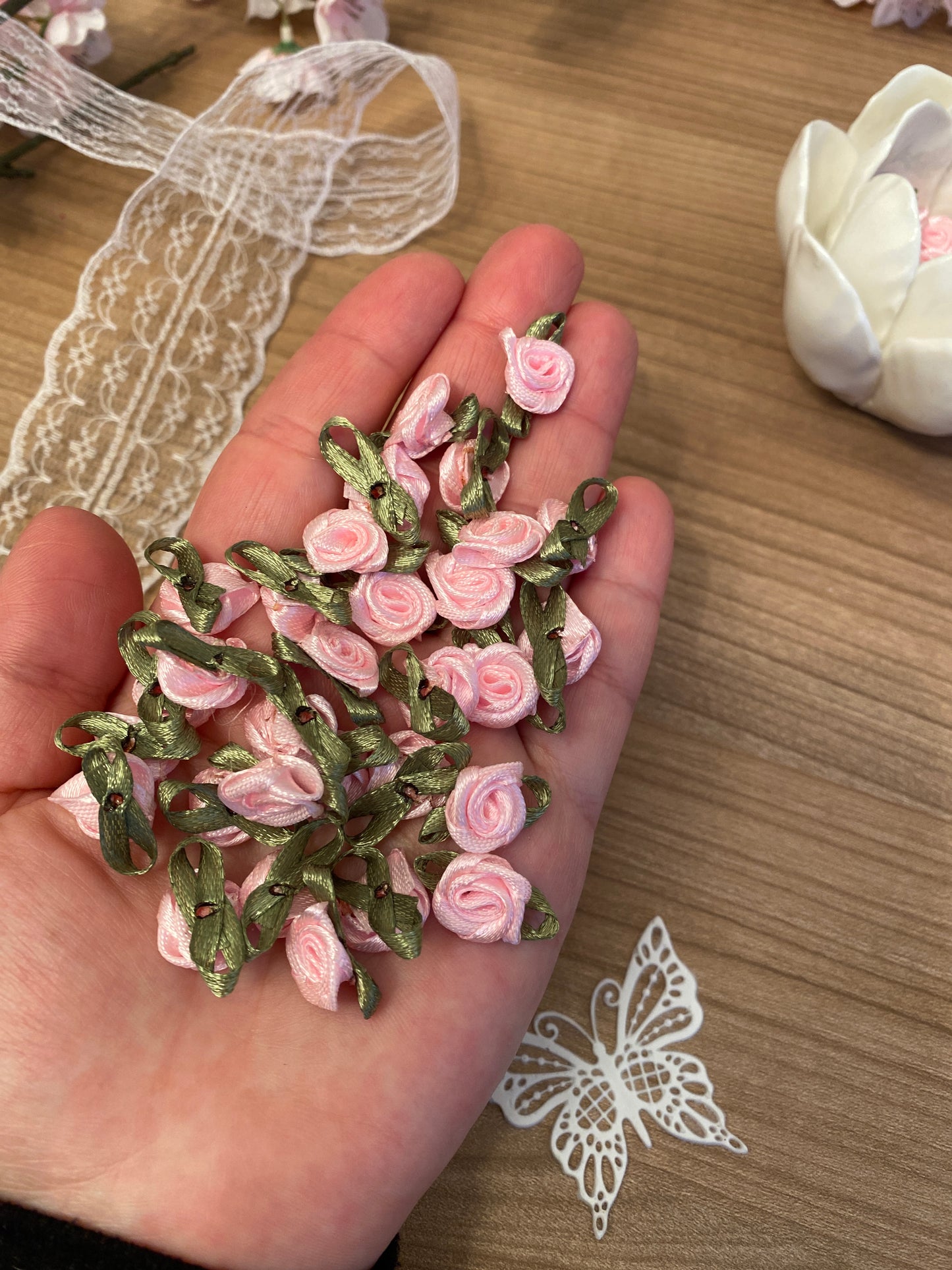 Stoffrosen rosa 10x